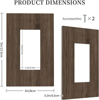 Decorative Outlet Covers Rustic Walnut Wood Grain 1 Gang Single Rocker Light Switch Cover Plate GFCI Wall Plates Electrical Switch Plate Cover for Farmhouse Cabin Decor