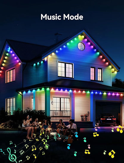 RGB+IC Permanent Outdoor Lights -Smart Eave Lights for House 200ft with 144 LED IP67 Waterproof Eternity Lighting for Daily Decor, Work with Remote, APP, Alexa, Google Assistant