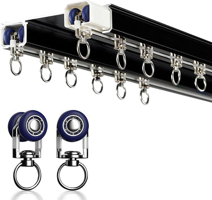 Ceiling Curtain Track - Double Rails System, Sliding Curtain Rail (Black, 2M)