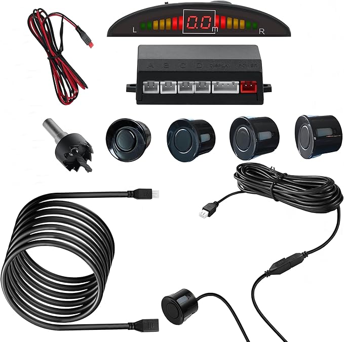 2-Pack Parking Sensor Extension Cable - Includes Two 4.5m (14.763ft) Cables for Extended Pickup Trucks, Sedans, and Vans; Compatible with Front Bumper Sensor Probe Installation