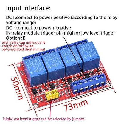 2PCS 4 Channel 24V Relay Module with Optocoupler High or Low Level Trigger Expansion Board for Raspberry Pi Arduino