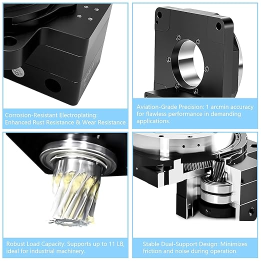 Hollow Rotary Actuator Ratio 10:1 Hollow Rotating Table Precision Rotary Reducer High Accuracy Hollow Rotary Platform for NEMA23 6.35mm 8mm Shaft/60 mm Servo Motor 14mm Shaft Alternative Cam Indexer