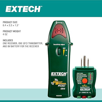 Extech CB10 Circuit Breaker Finder, Locates fuses/Breakers, Tests receptacles and GFCI Circuits