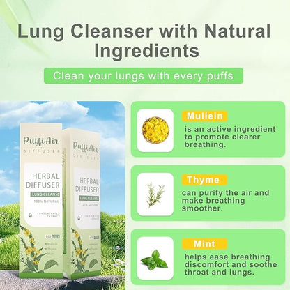 PUFFIAIR Inner Balance Duo Herbal Diffuser Pen Set | Mullein Cleanse Inspired Blend for Daily Reset | Green Purple | 2 Count