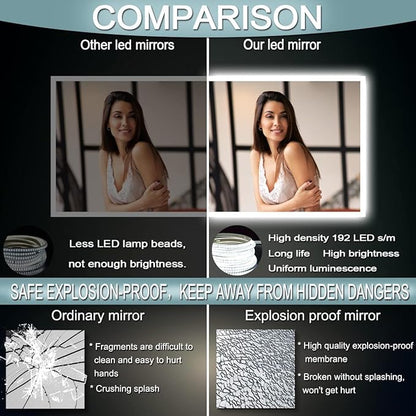 32 x 72 Inch Backlit Bathroom LED Mirror for Bathroom Wall Mounted 72 Inch Large Lighted Vanity Mirror with Lights 3 Color Dimmable Backlits Anti-Fog Large 72" LED Light up Smart Mirrors