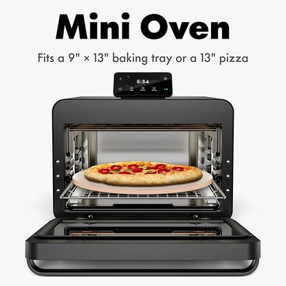 CHEF iQ MiniOven Smart Toaster Oven Air Fryer Combo, 11-in-1 Countertop Convection Oven, Bake, Broil, Air Fry, Broil, Dehydrate, 1750W, 25 Qt Capacity, Fast Cooking with Touchscreen Controls – Black