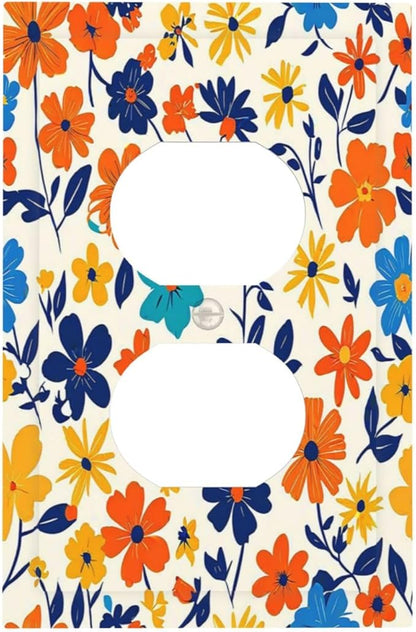 Nature Flowers Botany Plant Art Floral Outlet Covers 1 Gang Duplex Light Switch Cover Wall Plate Decorative Switch Plates Electrical Receptacle Faceplate for Bedroom Bathroom Decor