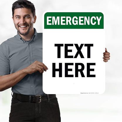 Custom Emergency Sign, OSHA Sign, 18x24 Inches, Rust Free .063 Aluminum, Fade Resistant, Made in USA by My Sign Center