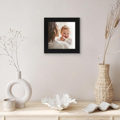 Americanflat 6x6 Picture Frame with Shatter-Resistant Glass - Signature Collection - Gallery Style Frames Made of Engineered Wood - Square Frame for Tabletop and Wall Display - Black