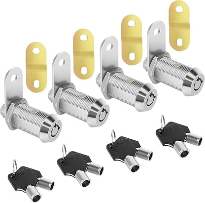 RV Storage Lock Cam Locks Keyed Alike,1-1/8" RV Compartment 4PCS Camper, Trailer, Vending Machine Replacement Set with 8 Keys, Chrome Finish(4, 1-1/8 Inch)