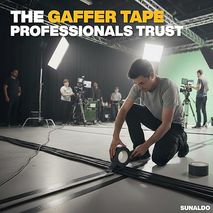 Gaffers Tape, Strong Hold, Easy to Rip, Residue-Free Professional Grade Floor Tape for Electrical Cords, Matte Finish Non Reflective, Weather Resistant (1 Pack, Brown, 2" x 30 Yards)