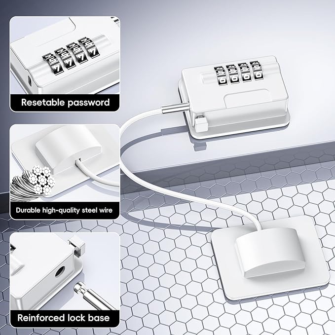 Child Proof Fridge Locks with 4 Code Password, Refrigerator Combination Latch for Kids, Toddlers and Adults, Baby Proofing Freezer Door Lock for Cabinets and Drawers, Oven, Windows (2 Pack-White)
