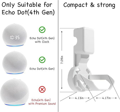 Wall Mount Holder for Dot 4th/5th Generation, Outlet Hanger for Dot 4th/5th Gen, Smart Speaker Stand, Space-Saving Accessories, Built-in Cable Management Shelf, White…