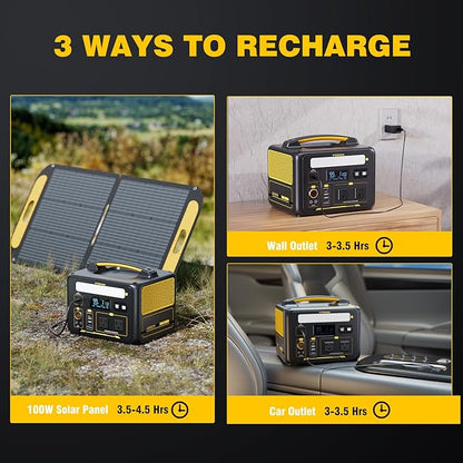 VTOMAN Jump 600X Portable Power Station 600W, 299Wh Solar Generator LiFePO4 Battery Power Station with Jump Start for Car, 1200W AC Outlet, PD 60W USB-C, 3x Regulated 12V/10A DC for Camping, RV Travel