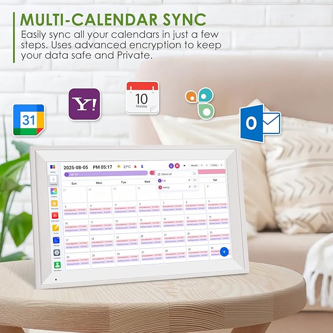 15.6 Inch Smart Digital Calendar 1080P Full HD Planner Digital Picture Frames Interactive Touchscreen Display Family Planner Stand Wall Mount White