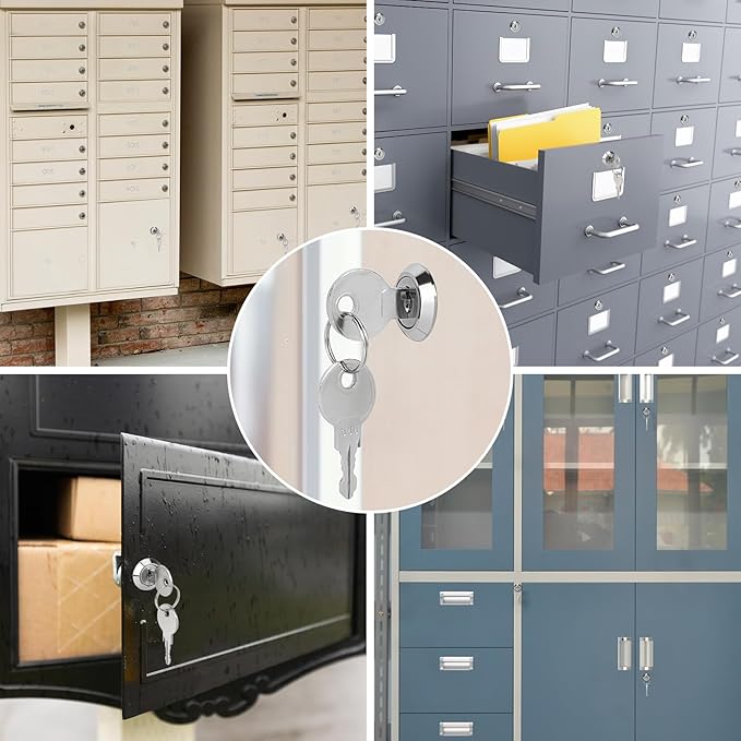 Cam Locks Keyed Alike, 3/4" Cabinet Locks with Keys Secure Files Drawers RV Storage Locks Replacement Set, Zinc Alloy (3/4 Inch 2Pcs)