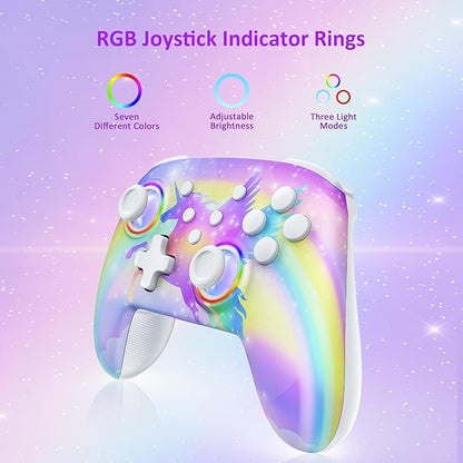NexiGo Wireless Controller (No Deadzone) for Switch 2 and Switch, Bluetooth Controllers for Nintendo Switch with Vibration, Motion, Turbo and LED Light (Violet Unicorn)