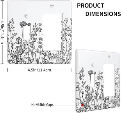 Outlet Covers Floral Wildflower Rustic Plant Leaves 1 Toggle 1 Rocker Combination Decorative Wall Plate Electrical Switch Plates Light Switch Cover Plate For Farmhouse Cabin Decor