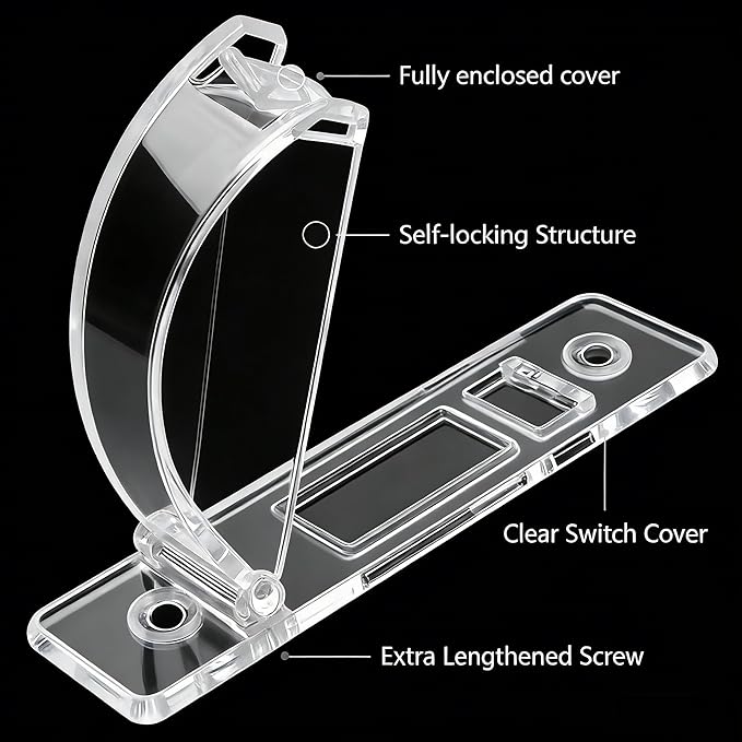 2 Pack Toggle Light Switch Cover Guard Child Proof Wall Light Switch Lock Protects Your Lights from being Accidentally Turned On or Off by Children and Adults, Clear