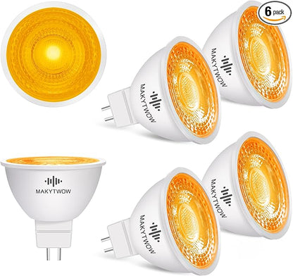 Orange MR16 GU5.3 Led Bulbs, Bi-pin Base LED Spotlights 12V LED Bulbs for Christmas Holiday Decoration Outdoor Landscape Lighting, 6Pack