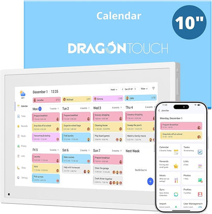 Digital Calendar Touch Screen 10 Inch, Electronic Calendar Chore Chart for Family Monthly/Weekly/Daily Planner, Smart Calendar for Home Organization, Desk Mount and APP Control