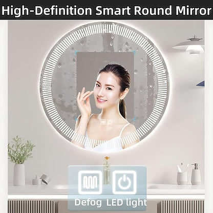 Modern Bathroom Vanity with Sink - Wall Mounted Vanity Cabinet with High-Definition Smart Storage Mirror, Time Display & LED Lights, Defogging | Bathroom Sink Cabinet (Mirror, 40in)