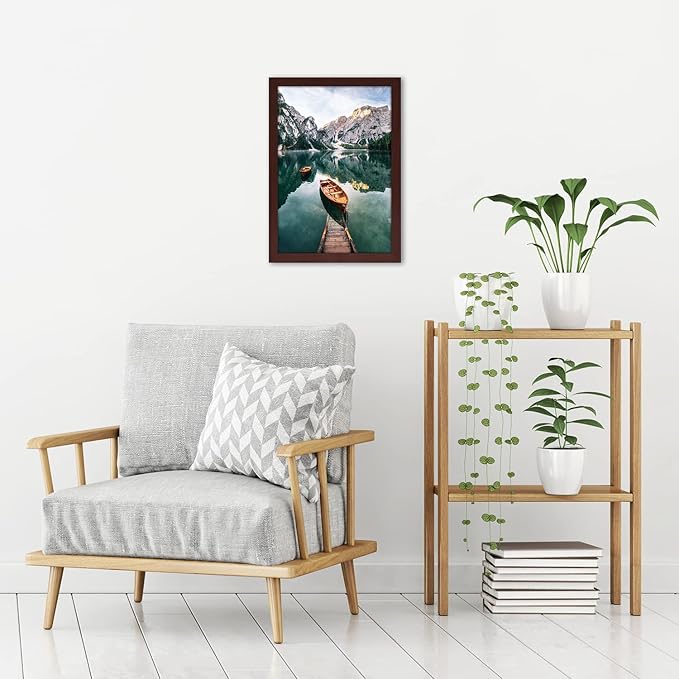 Americanflat 12x18 Poster Frame with Shatter-Resistant Glass - Signature Collection - Gallery-Style Frames Made of Engineered Wood - Photo Frame for Wall Display - Mahogany