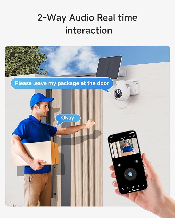 Noorio Solar Security Cameras Wireless Outdoor, 2K Pan/Tilt 360° View Solar/Battery Powered 2.4G WiFi Cameras for Home Security w/Color Night Vision, 2-Way Audio, SD/Cloud Storage