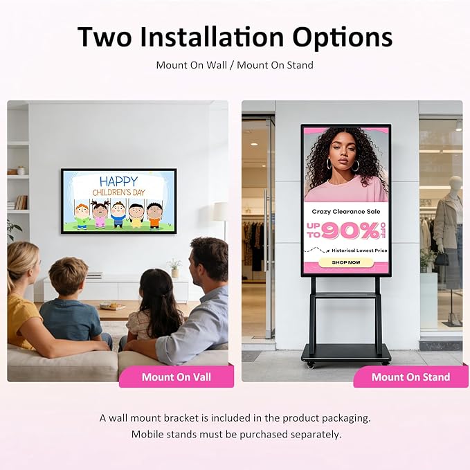 49" Smart Board, Electronic Interactive Smartboard for Classroom, Screen Mirroring, 8+64GB, Android iOS 14.0, Digital Whiteboard for Presention Annotation Live Streaming(Wall Mount Included)