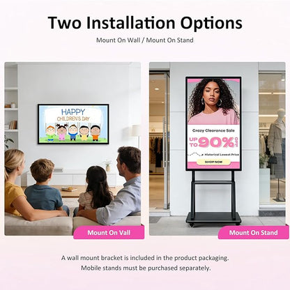 49" Smart Board, Electronic Interactive Smartboard for Classroom, Screen Mirroring, 8+64GB, Android iOS 14.0, Digital Whiteboard for Presention Annotation Live Streaming(Wall Mount Included)