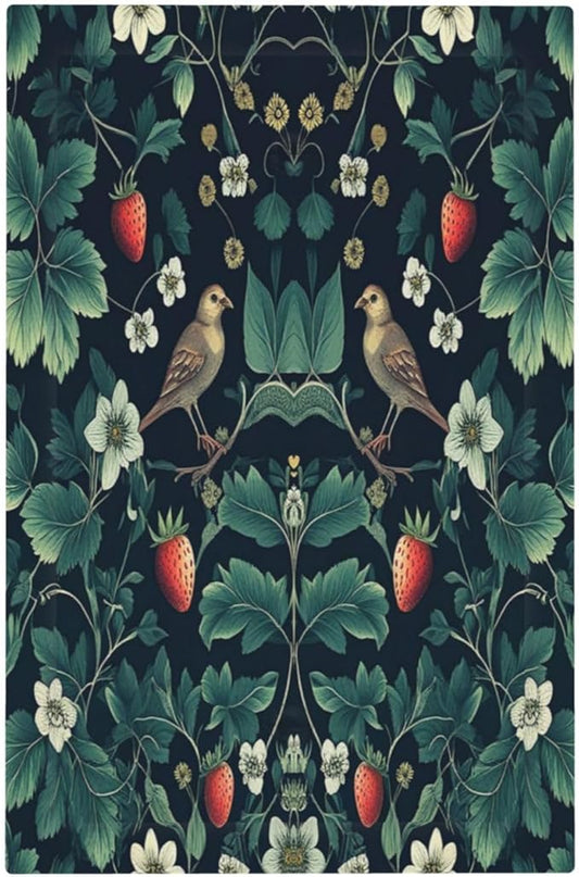 Light Switch Cover Plate Strawberry Birds Flowers Plant Morris Floral 1 Gang No Device Blank Electrical Wall Plates Faceplate Decorative Switch Plate for Bedroom Farmhouse Decor