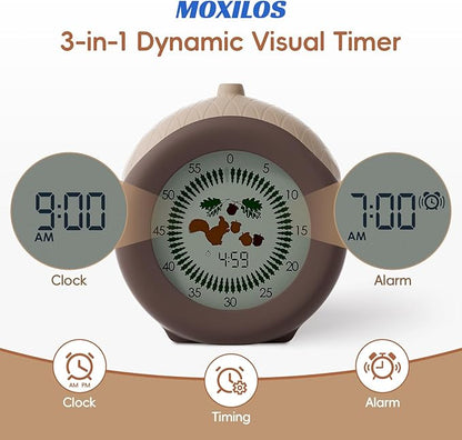 Visual Timer for Kids, 299-Minute Cute Kids Squirrel Timer with Eye-Protection Screen & Protective Case, Homeschool Supplies Study Teaching Time Management Tool