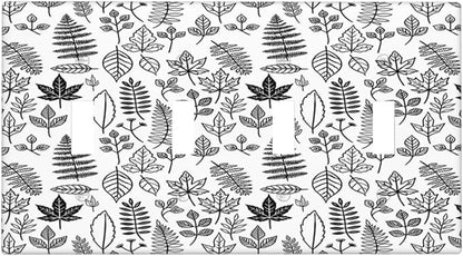 Black White Leaf Wheat Maple Leaf Plant Light Switch Covers Quad Toggle 4 Gang Wall Plate Decorative Switch Plates Electrical Faceplate for Bedroom Bathroom Decor