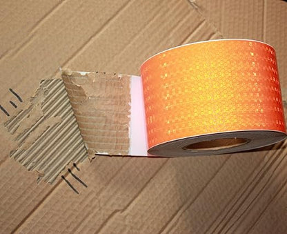 Orange Reflective Tape Outdoor Waterproof 4 inch Wide, High Visibility Industrial Marking Tape, Safety Adhesive Stickers (68 feet,3 Rolls)