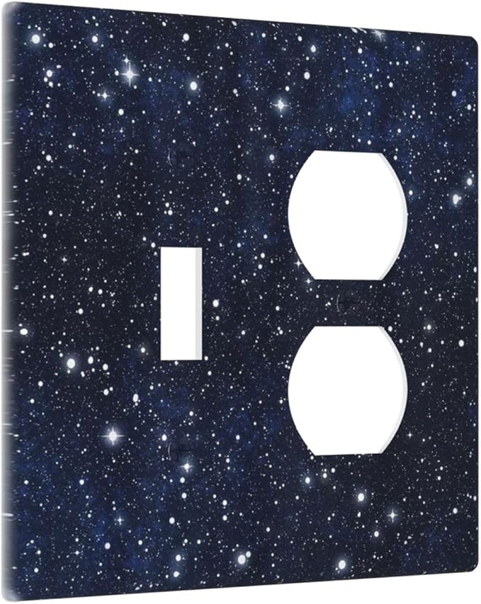 Decorative Outlet Covers Blue Galaxy Universe Space Stars 2 Gang Wall Plate Cover Single Toggle Duplex Combo Two Switch Light Switch Cover Plate Jumbo Dual GFCI Faceplate