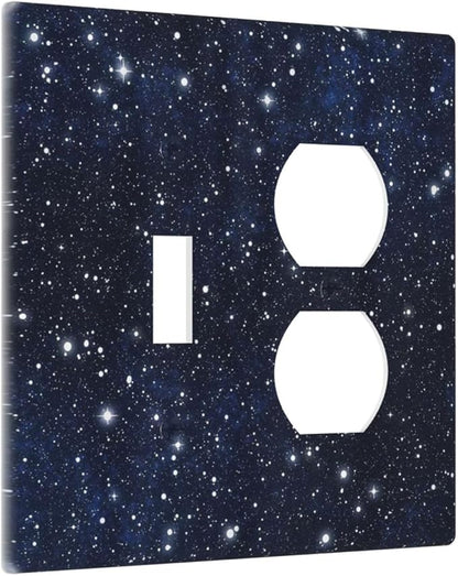 Decorative Outlet Covers Blue Galaxy Universe Space Stars 2 Gang Wall Plate Cover Single Toggle Duplex Combo Two Switch Light Switch Cover Plate Jumbo Dual GFCI Faceplate