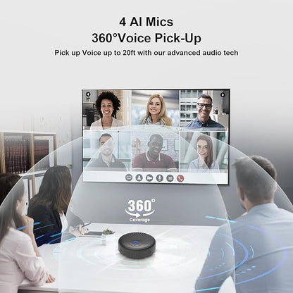 CM900 Conference Speaker and Microphone, 4 AI Mics 360° 20ft (7m) Voice Pickup, Noise Reduction, USB C & Bluetooth 5.3 (20m & 66ft) Speakerphone for 16 People, Compatible with Leading Platforms