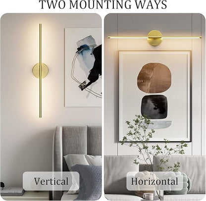 Modern Wall Sconce for Bathroom 33In Gold Vanity Light Fixture Hardwired 3000K Bathroom Sconce 360° Rotate Warm Light for Bedroom