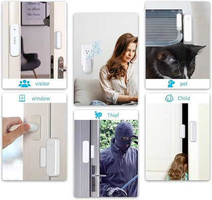 SECRUI Door Chime, Door Sensor Chime with Adjustable Volume, Easy Installation, 400ft Range, 52 Chimes, M508+D7 Door Open Chime for Business/Home When Entering,White