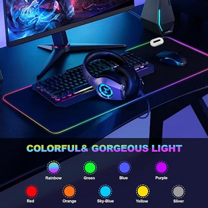 Heated Desk Pad Mouse Pad - Warm Desk Pad - 6-Level Temperature Adjustment, Smart Temperature Control & 8-Hour Timer Auto Shut-Off, LED Gaming Mouse P