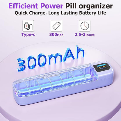 Daviky Smart Pill Organizer with Alarm, Bluetooth Daily Once a Day Pill Box 7 Day with APP, Weekly Travel Pill Case, Portable Pill Reminder for Medicines, Supplements and Vitamins(Purple)
