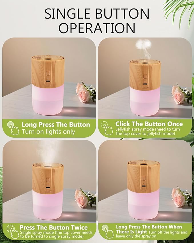 Essential Oil Diffuser, 300ml Ultrasonic Humidifier with 7 Colors, Jellyfish Mist Mode, Quiet Aromatherapy Humidifier, Waterless Auto Off Diffuser Decorative Gift for Home, Office, Yoga
