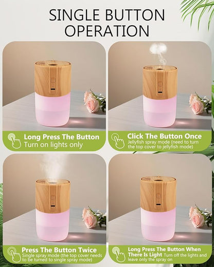 Essential Oil Diffuser, 300ml Ultrasonic Humidifier with 7 Colors, Jellyfish Mist Mode, Quiet Aromatherapy Humidifier, Waterless Auto Off Diffuser Decorative Gift for Home, Office, Yoga