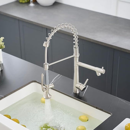 Kitchen Faucet with Pull Down Sprayer,AIMADI Commercial Stainless Steel Kitchen Sink Faucets with Sprayer,Brushed Nickel