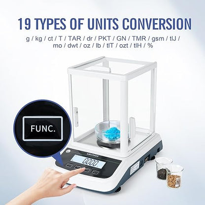 Lab Scale 0.001g×100g Accuracy Digital Lab Analytical Balance Jewelry Scale with Windshield,RS232 Interface Laboratory Analytical Balance (0.001g*100g)