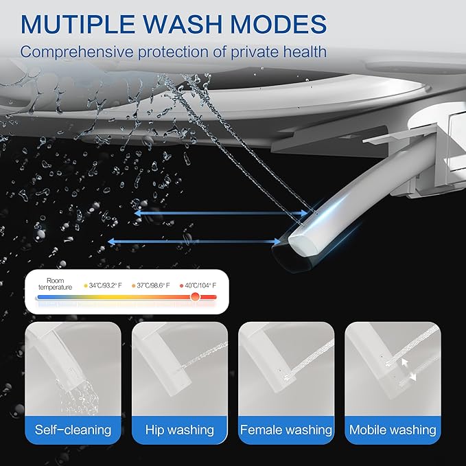 Smart Toilet with Bidet Built-In and Tank – Foam Shield, Heated Seat, Dual Flush, Warm Water & Dryer, Mutiple Clean Modes, Foot Sensor, Night Light, and Wireless Remote Control