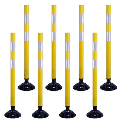 36 Inch Heavy Duty Traffic Cones 8-Pack with Spring Base - OrangeStar Reflective Safety Cones for Construction Zones, Highways, Parking Lots - Yellow Road Delineators
