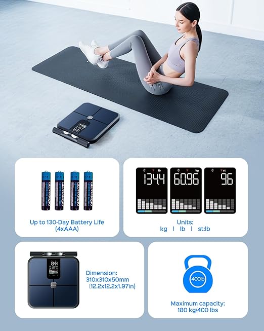 Smart Pod Scale for Full Body Composition, 8-Sensor Smart Analyzer Measures Fat, Muscle Mass, BMI, Digital Bathroom Scale Syncs with App for 24 Users, FSA&HSA Eligible