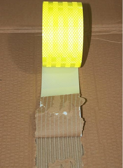 Non Fading Fluorescent Yellow Reflective Tape Outdoor Waterproof 3 inch Wide, High Visibility Warning Safety Industrial Marking Tape (168 feet)