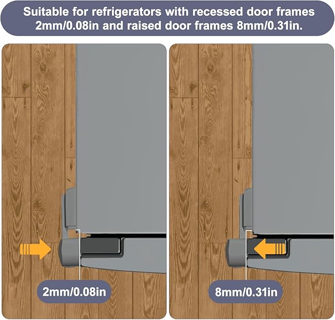Updated Fridge Lock for Kids, Childproof Refrigerator Door Lock, Fridge Latch with 3M Adhesive, Freezer Locks Automatically Closed, No Drill No Screw, More Security for Kids/Pets (1 Pack, Grey)